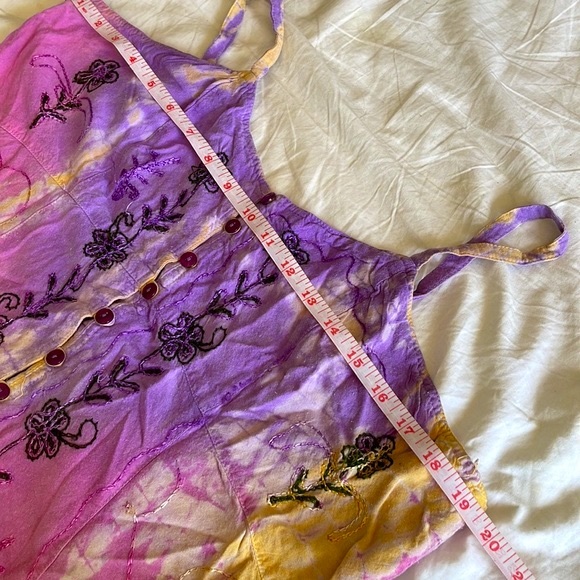Henna tie dye Spaghetti Strap Embroidered Dress-OS - Picture 13 of 16